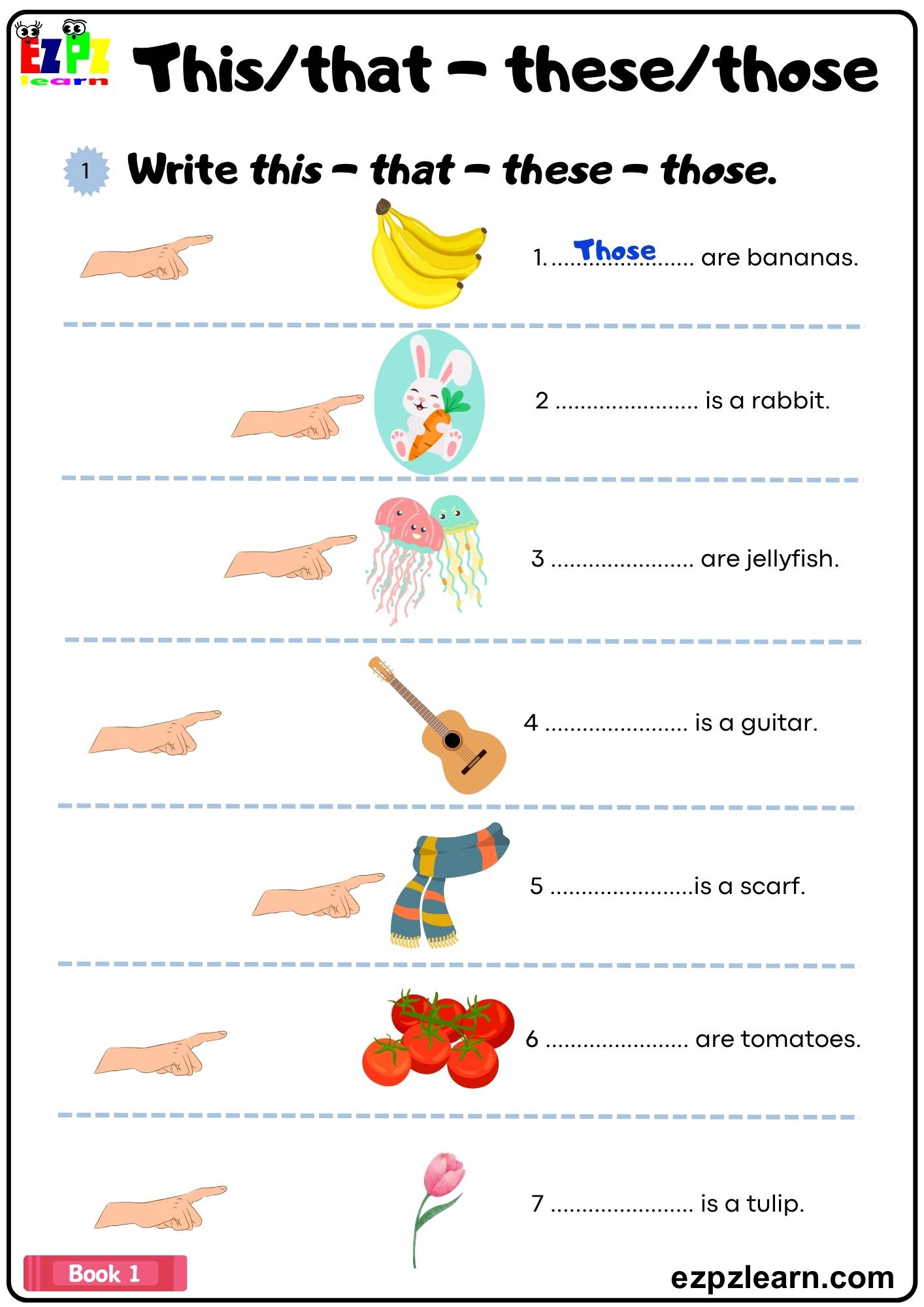 This that these those fill in the blanks grammar worksheet ezpzlearn